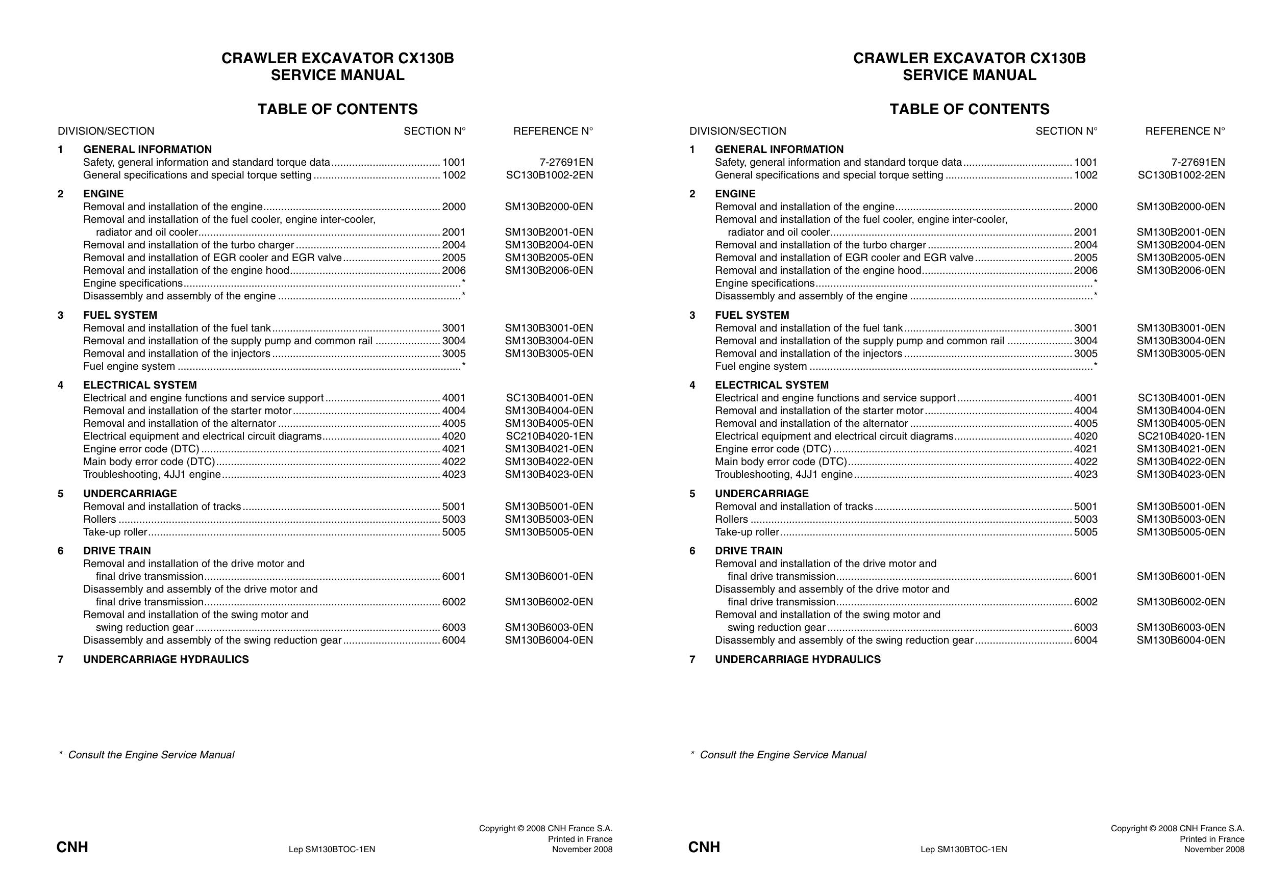 CRAWLER EXCAVATOR CX130B SERVICE MANUAL